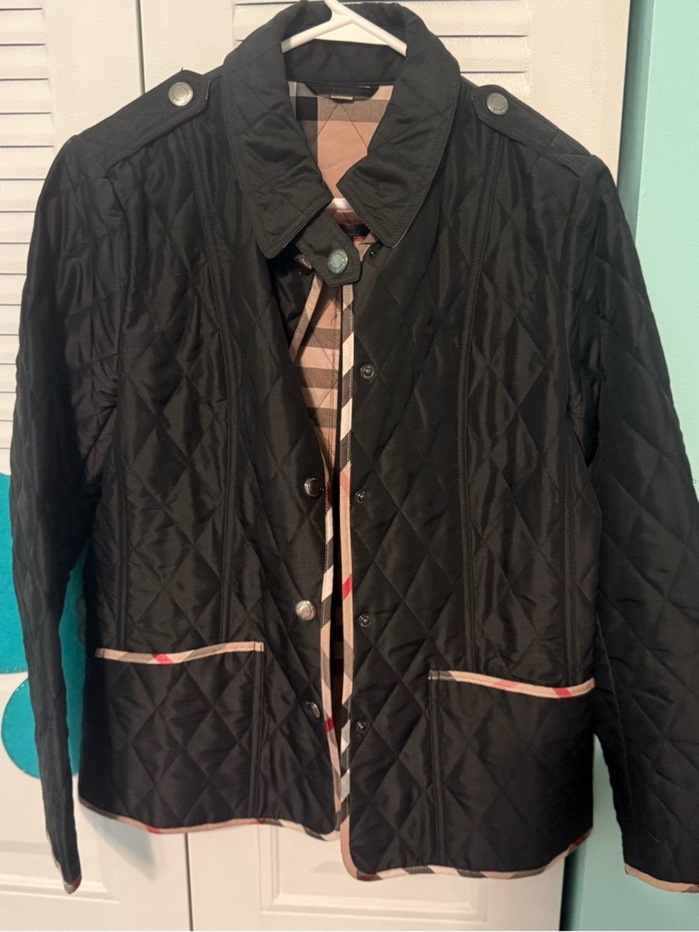 Black Quilted Jacket – Burberry Brit Style Replica – Kids XL